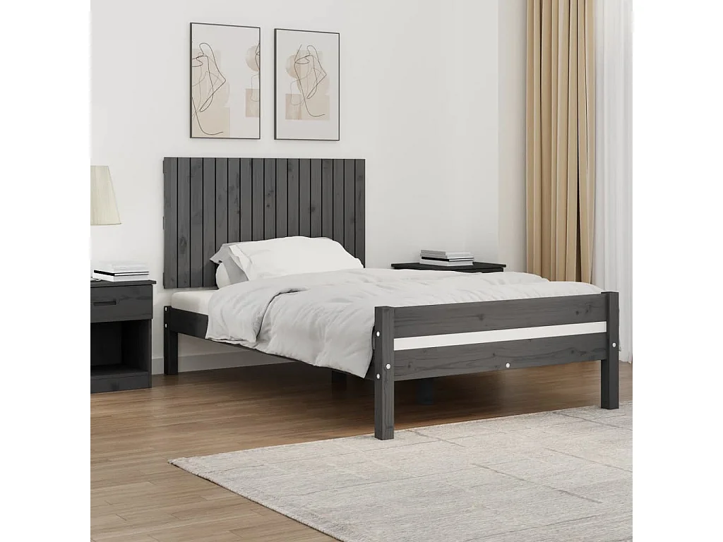 Tête de lit murale Gris 108x3x60 cm Bois massif de pin POI88942 BonneVie Meuble