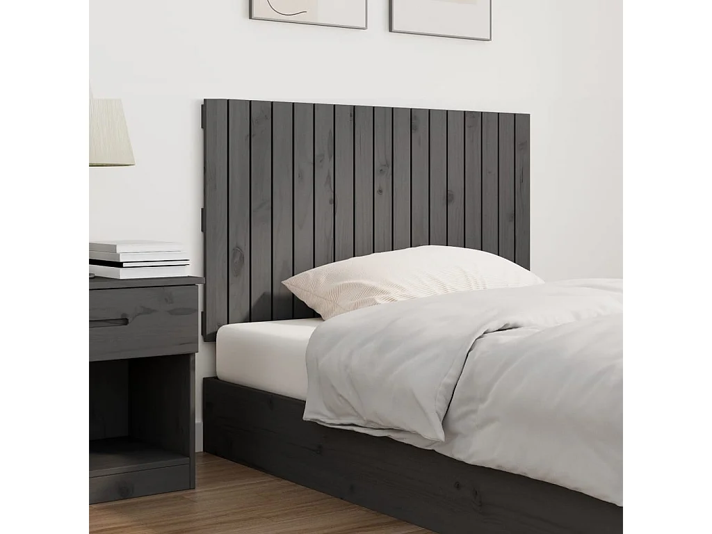 Tête de lit murale Gris 108x3x60 cm Bois massif de pin POI88942 BonneVie Meuble