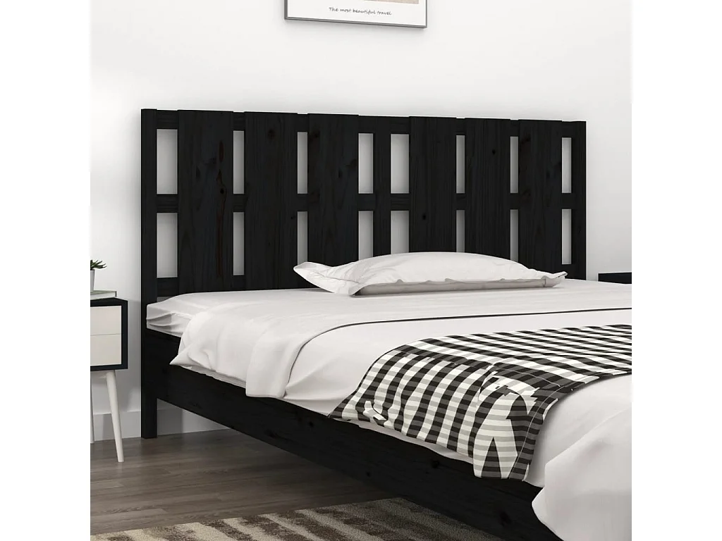 Tête de lit Noir 185,5x4x100 cm Bois massif de pin POI30778 BonneVie Meuble