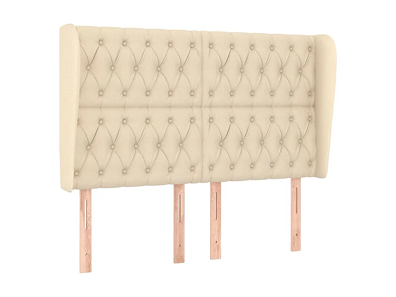 Kopfteil,Bettkopfteil mit Ohren Creme 163x23x118/128 cm Stoff -gkd717282