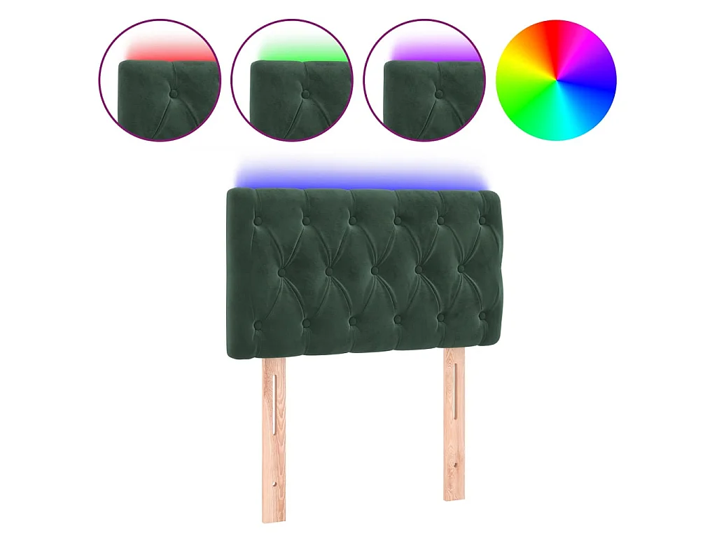 Cabecero con LED de terciopelo verde oscuro 80x7x78/88 cm ES59907