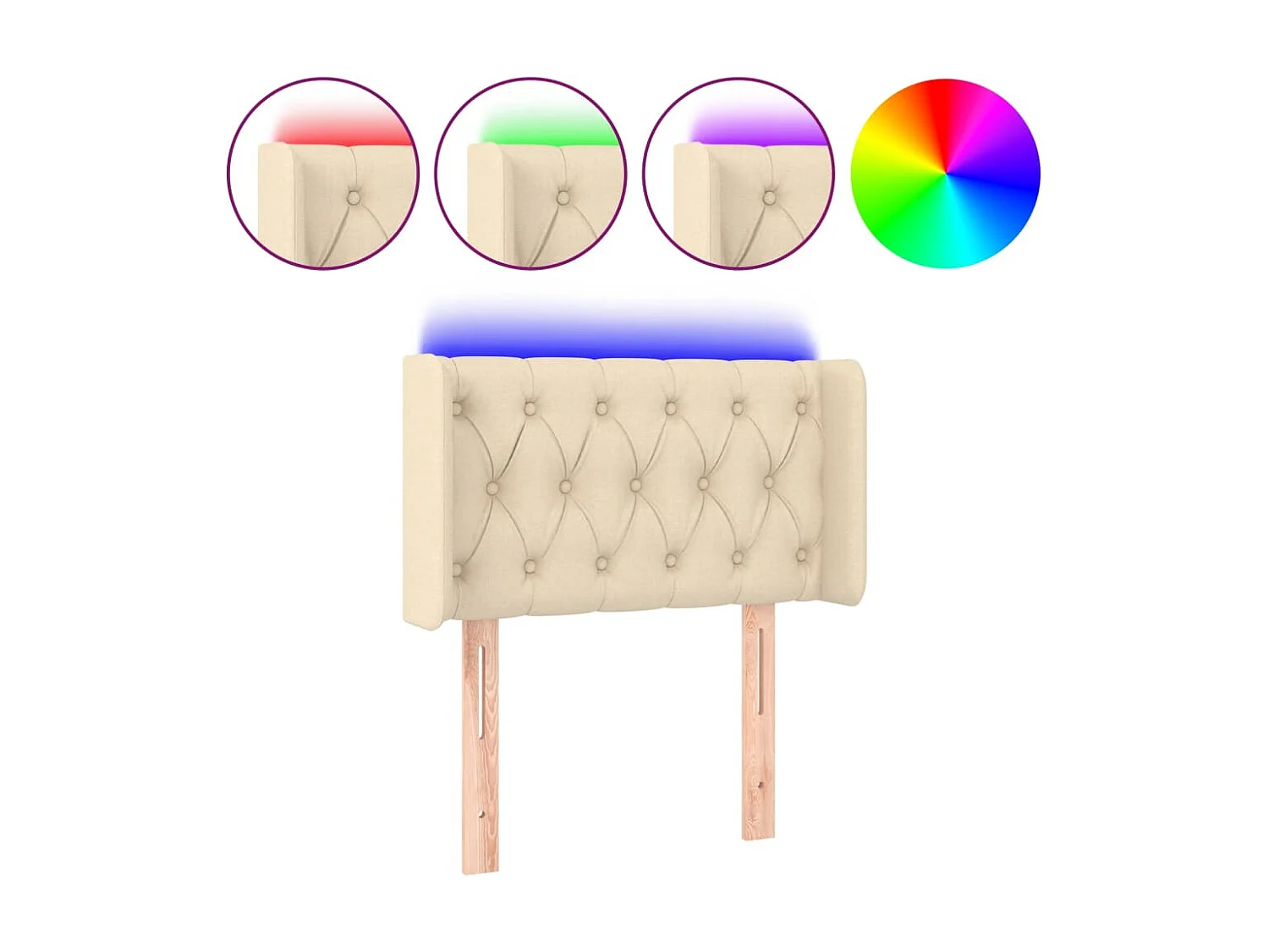 Cabecero con LED de tela crema 83x16x78/88 cm ES73719