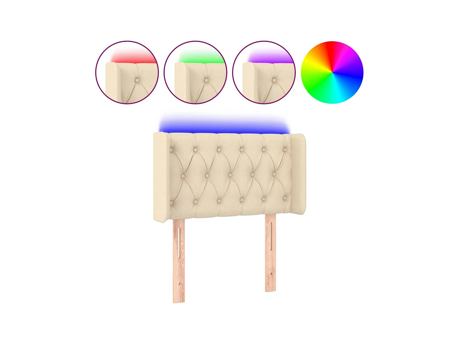 Tête de lit à LED Crème 83x16x78/88 cm Tissu POI13757 BonneVie Meuble