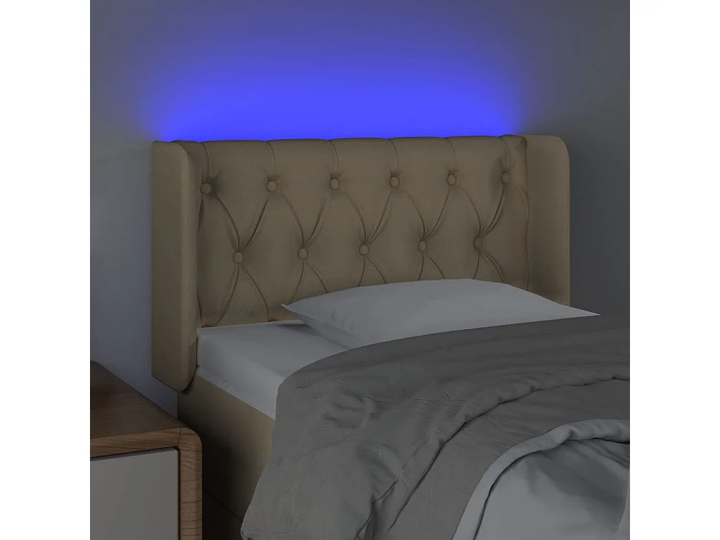 Cabeceira de cama c/ luzes LED tecido 83x16x78/88 cm cor creme PT324494