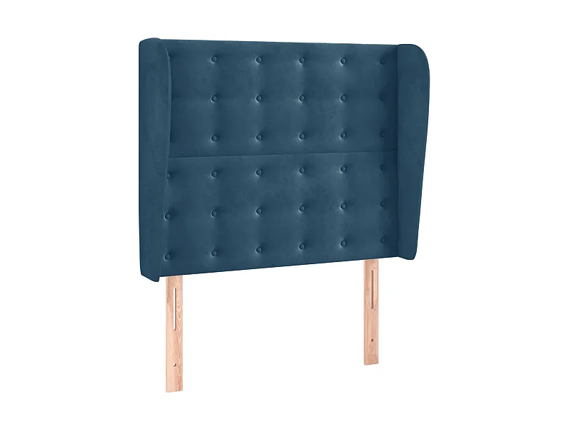 Cabeceira cama c/ abas veludo 103x23x118/128 cm azul-escuro PT945029