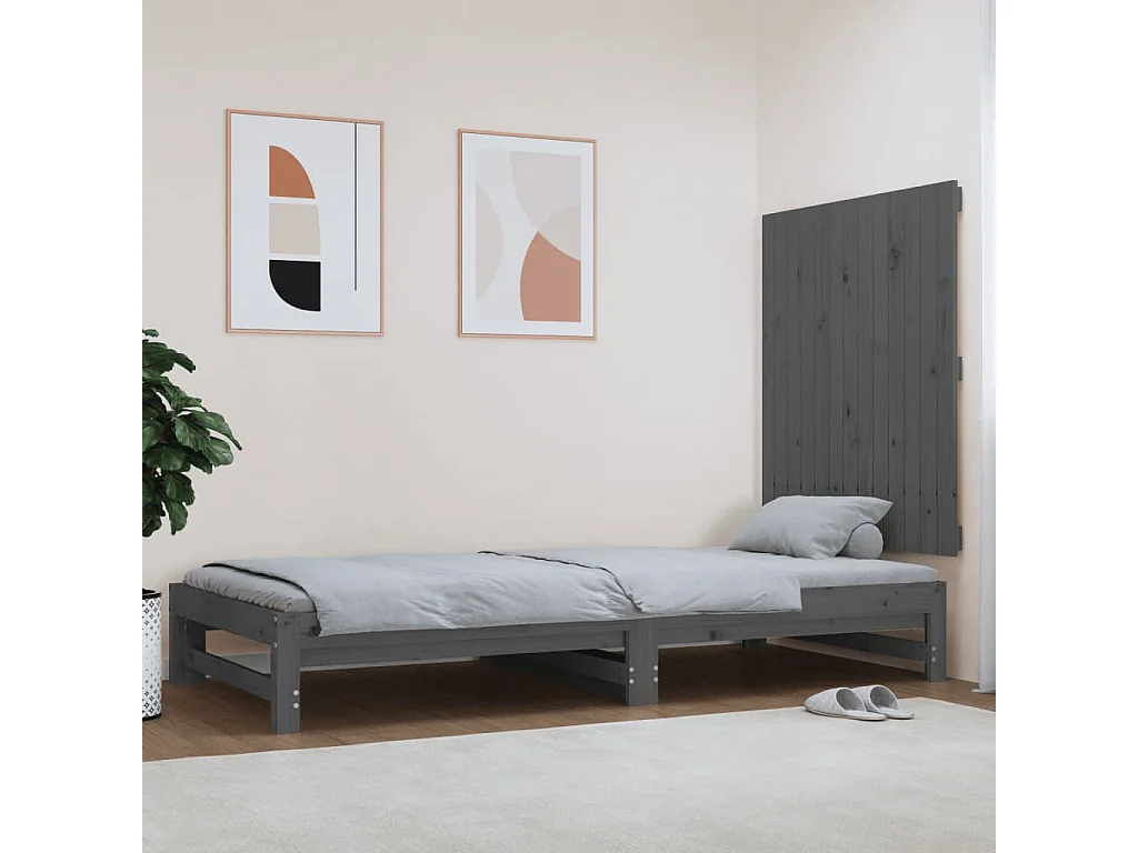 Tête de lit murale Gris 82,5x3x90 cm Bois massif de pin POI23655 BonneVie Meuble