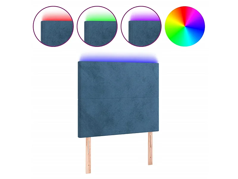 Testiera a LED Blu scuro 80x5x118/128 cm in Velluto CFW281370