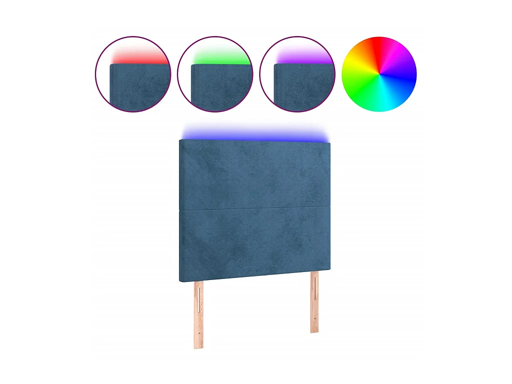 Tête de lit à LED Bleu foncé 80x5x118/128 cm Velours POI11449 BonneVie Meuble