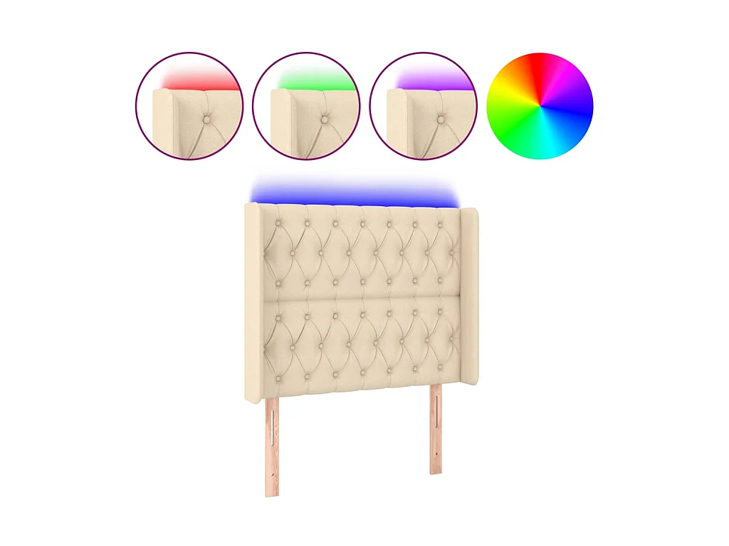 Testiera | Testata del letto a LED Crema 103x16x118/128 cm in Tessuto