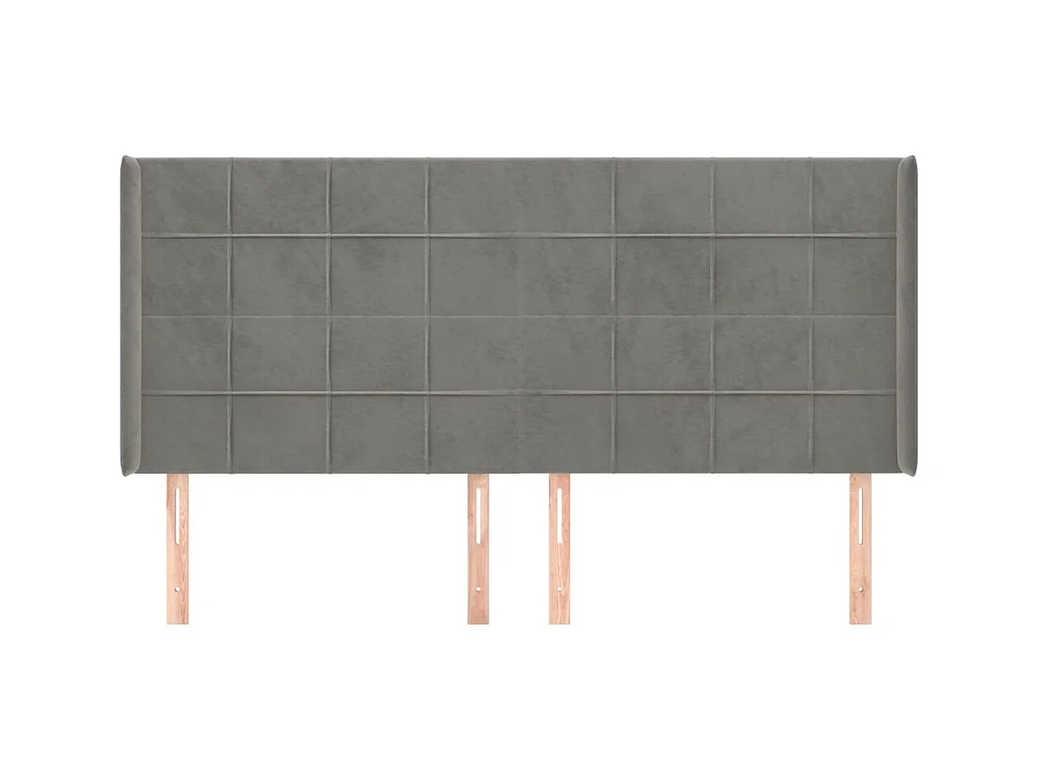 Testiera | Testata del letto ad Orecchio Grigio Chiaro 203x16x118/128 cm in Velluto