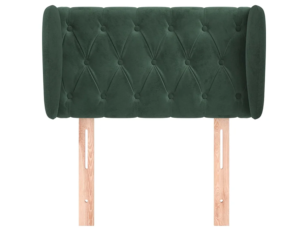Cabeceira de cama c/ abas veludo 83x23x78/88cm verde-escuro PT923458