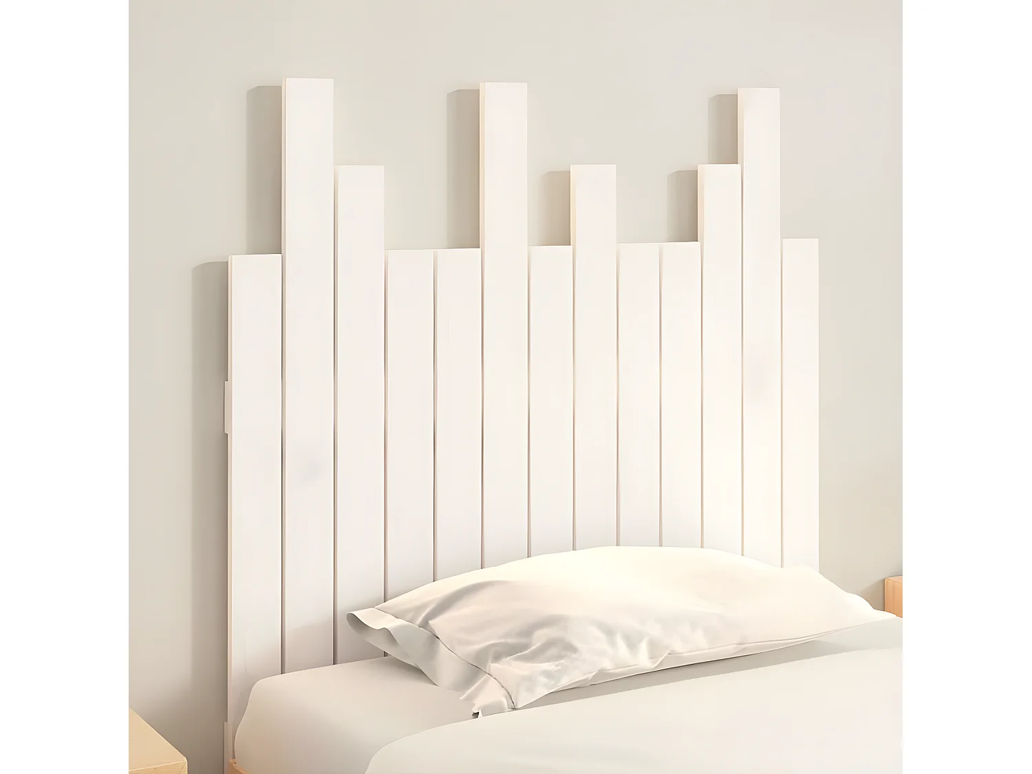 Tête de lit murale Blanc 82,5x3x80 cm Bois massif de pin POI71819 BonneVie Meuble