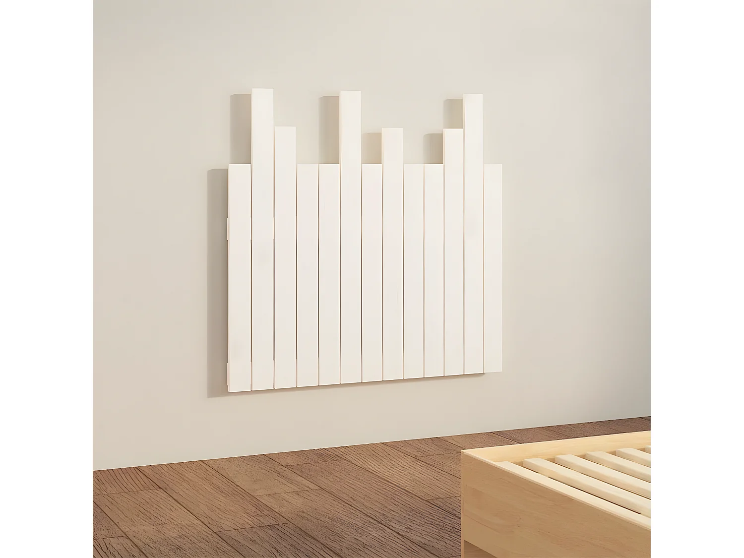 Tête de lit murale Blanc 82,5x3x80 cm Bois massif de pin POI71819 BonneVie Meuble