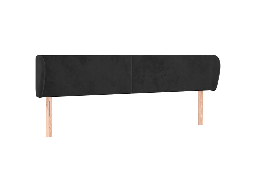 Tête de lit avec oreilles Noir 183x23x78/88 cm Velours POI98311 BonneVie Meuble