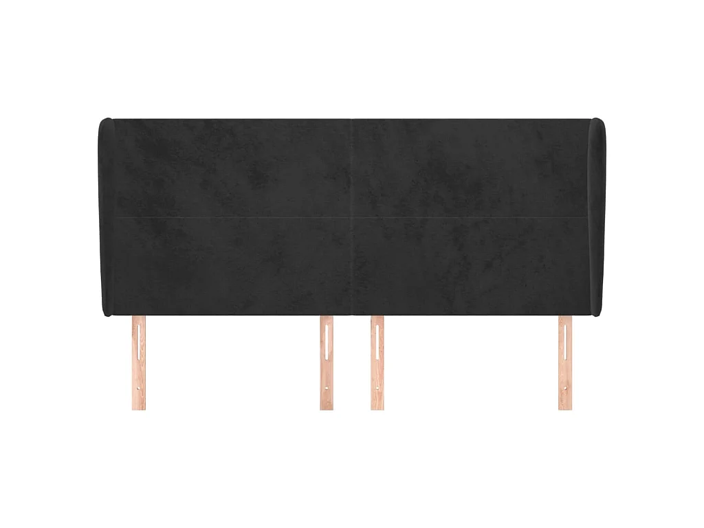 Testiera ad Orecchio Nera 163x23x118/128 cm in Velluto CFW882519