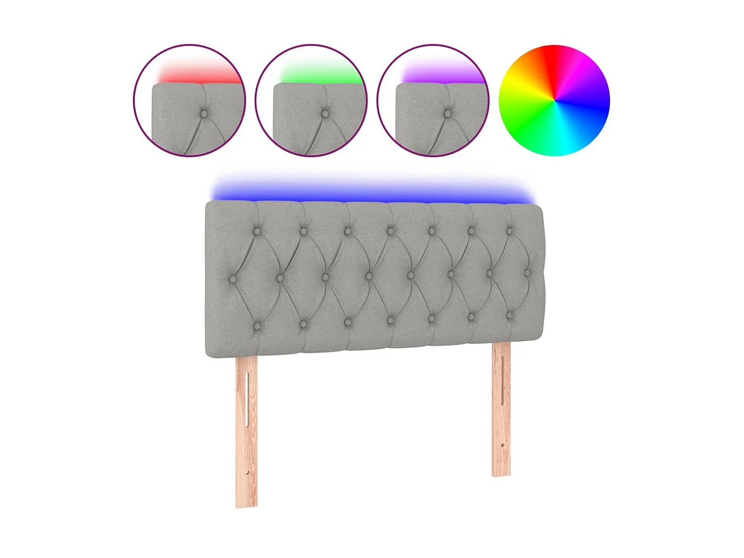 Tête de lit à LED Gris clair 90x7x78/88 cm Tissu POI65888 BonneVie Meuble