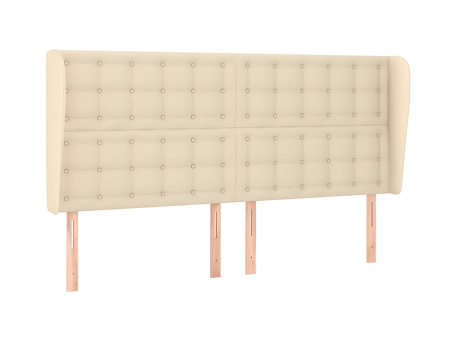 Testiera | Testata del letto ad Orecchio Crema 203x23x118/128 cm in Tessuto