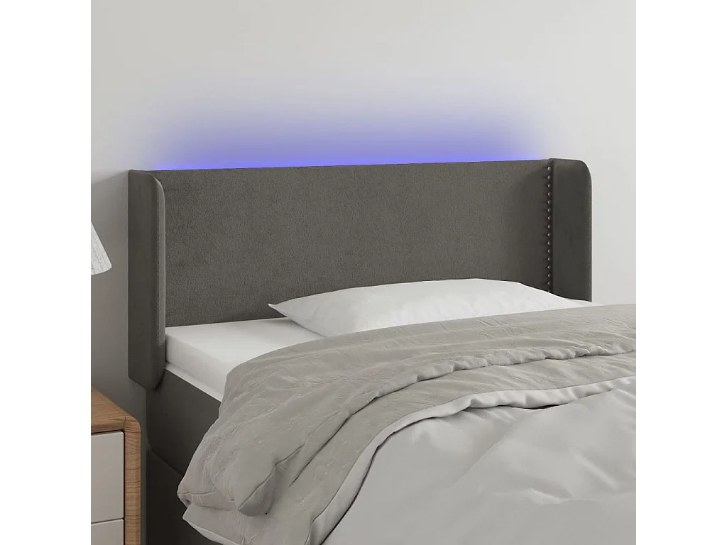 Tête de lit à LED Gris foncé 83x16x78/88 cm Velours POI31783 BonneVie Meuble