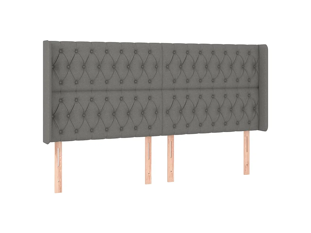 Tête de lit à LED Gris foncé 203x16x118/128 cm Tissu POI13560 BonneVie Meuble