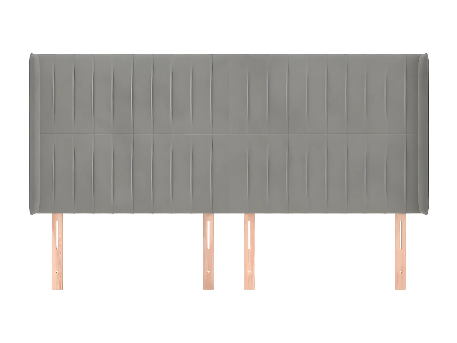 Cabecero con orejas de terciopelo gris claro 163x16x118/128 cm ES72581