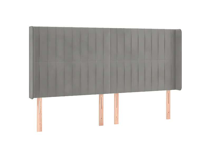 Tête de lit avec oreilles Gris clair 163x16x118/128 cm Velours POI23944 BonneVie Meuble