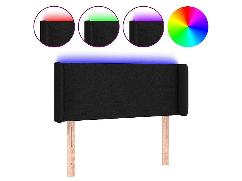 Tête de lit à LED Noir 103x16x78/88 cm Tissu POI62516 BonneVie Meuble