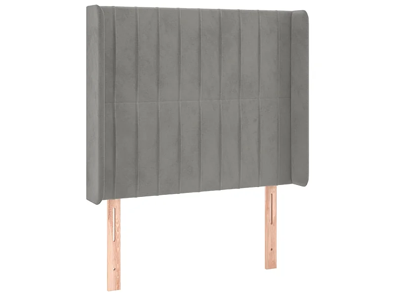 Cabeceira de cama c/ abas veludo 93x16x118/128cm cinzento-claro PT479182