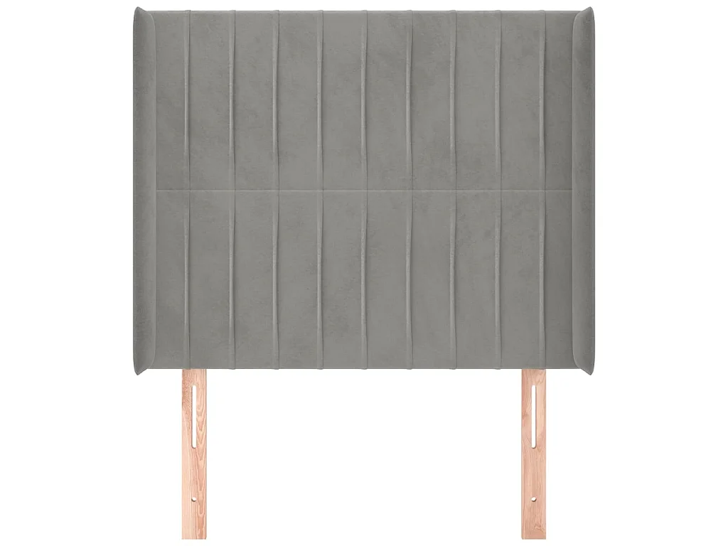 Tête de lit avec oreilles Gris clair 93x16x118/128 cm Velours POI59988 BonneVie Meuble