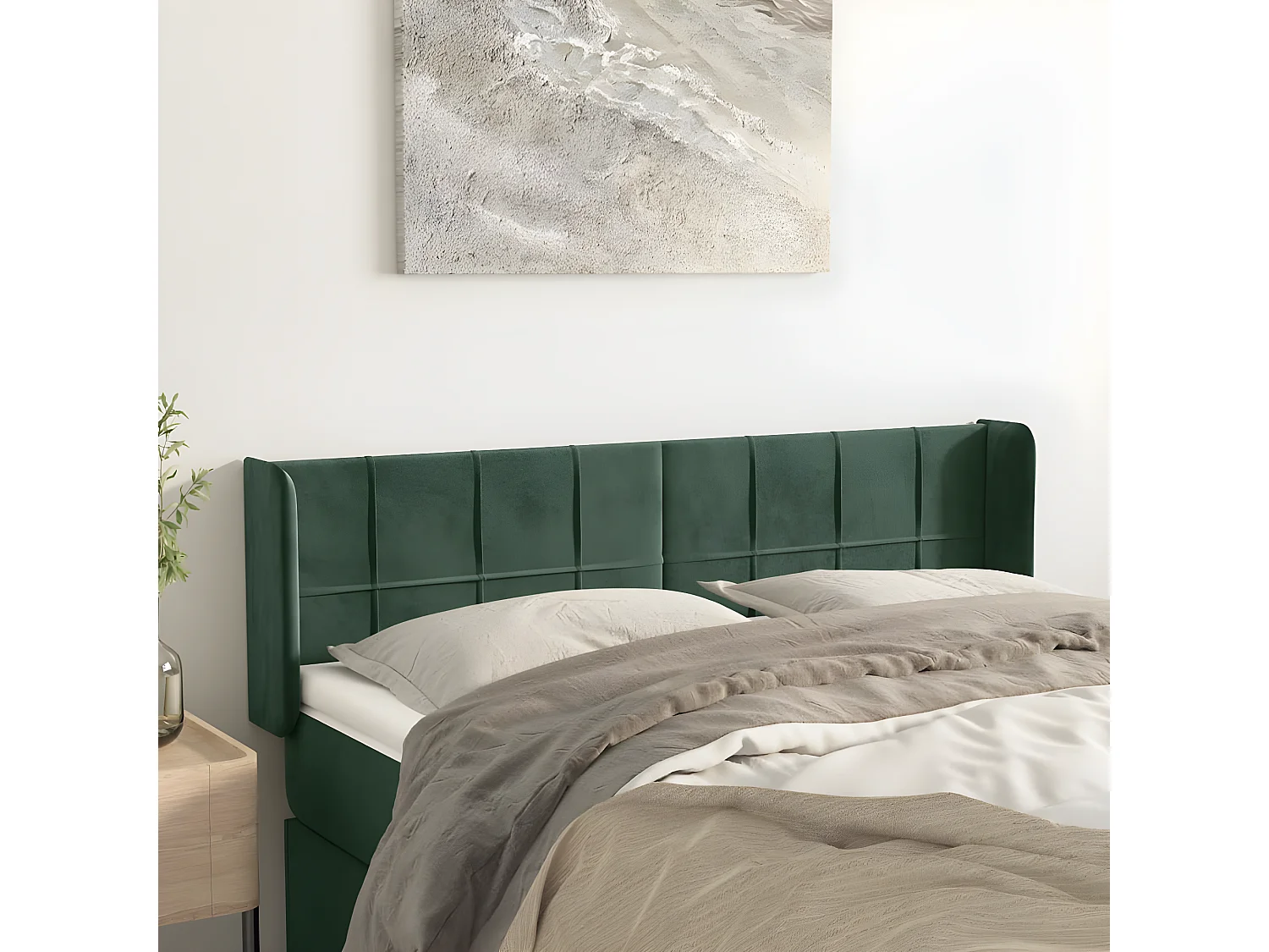 Tête de lit avec oreilles Vert foncé 147x16x78,88 cm Velours PEWV89671 BonneVie Meuble