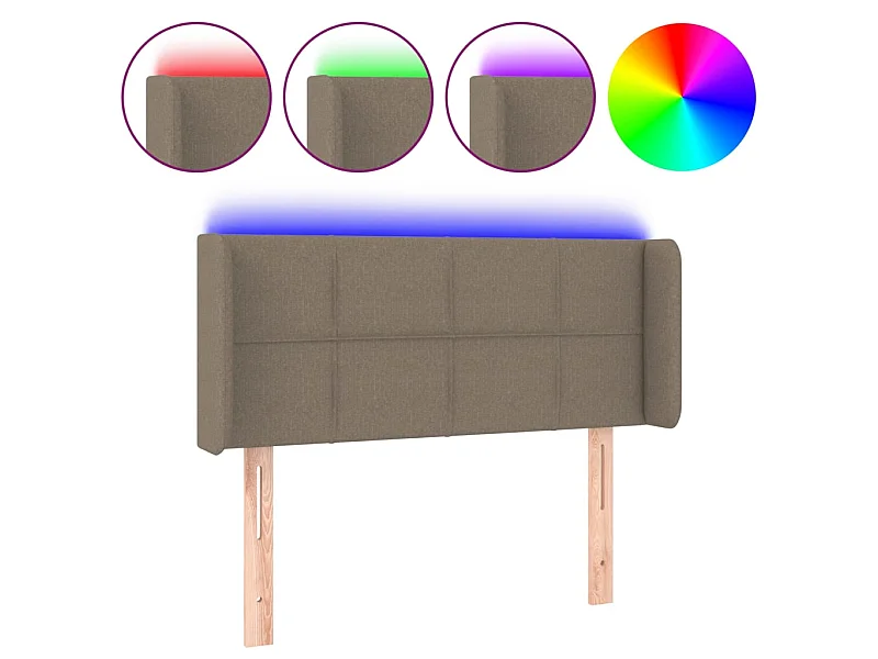 Tête de lit à LED Taupe 103x16x78/88 cm Tissu POI89127 BonneVie Meuble