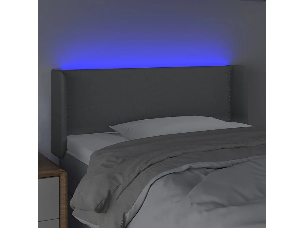 Tête de lit à LED Gris clair 103x16x78/88 cm Tissu POI71868 BonneVie Meuble