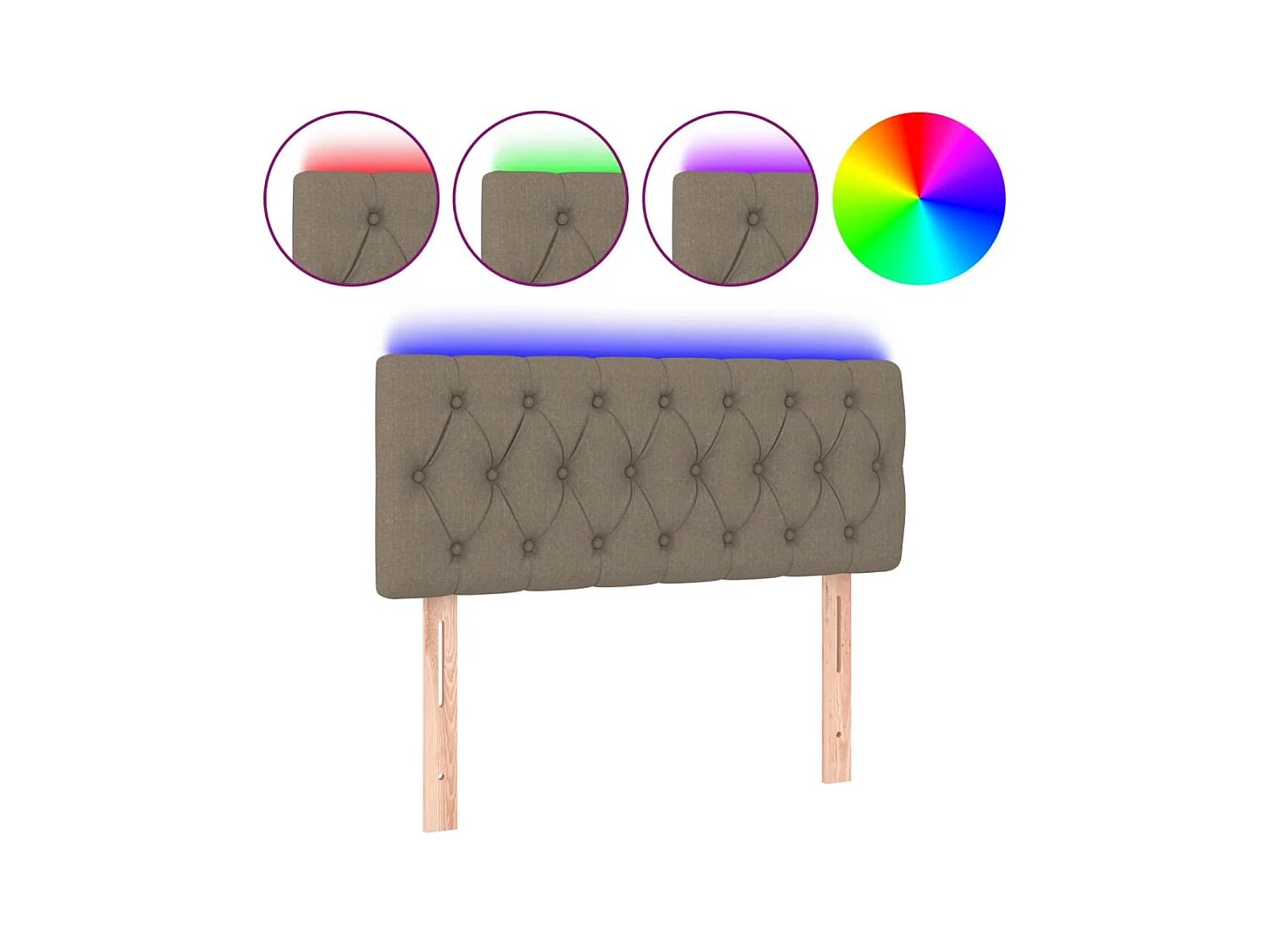 Tête de lit à LED Taupe 90x7x78/88 cm Tissu POI87101 BonneVie Meuble