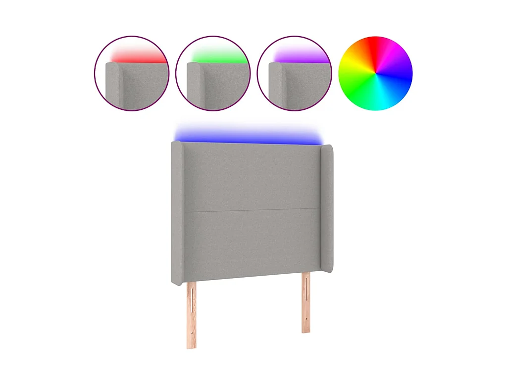 Tête de lit à LED Gris clair 83x16x118/128 cm Tissu POI97434 BonneVie Meuble
