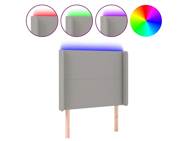 Tête de lit à LED Gris clair 83x16x118/128 cm Tissu POI97434 BonneVie Meuble