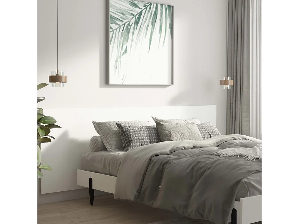 Tête de lit murale Blanc 240x1,5x80 cm Bois d'ingénierie POI94706 BonneVie Meuble