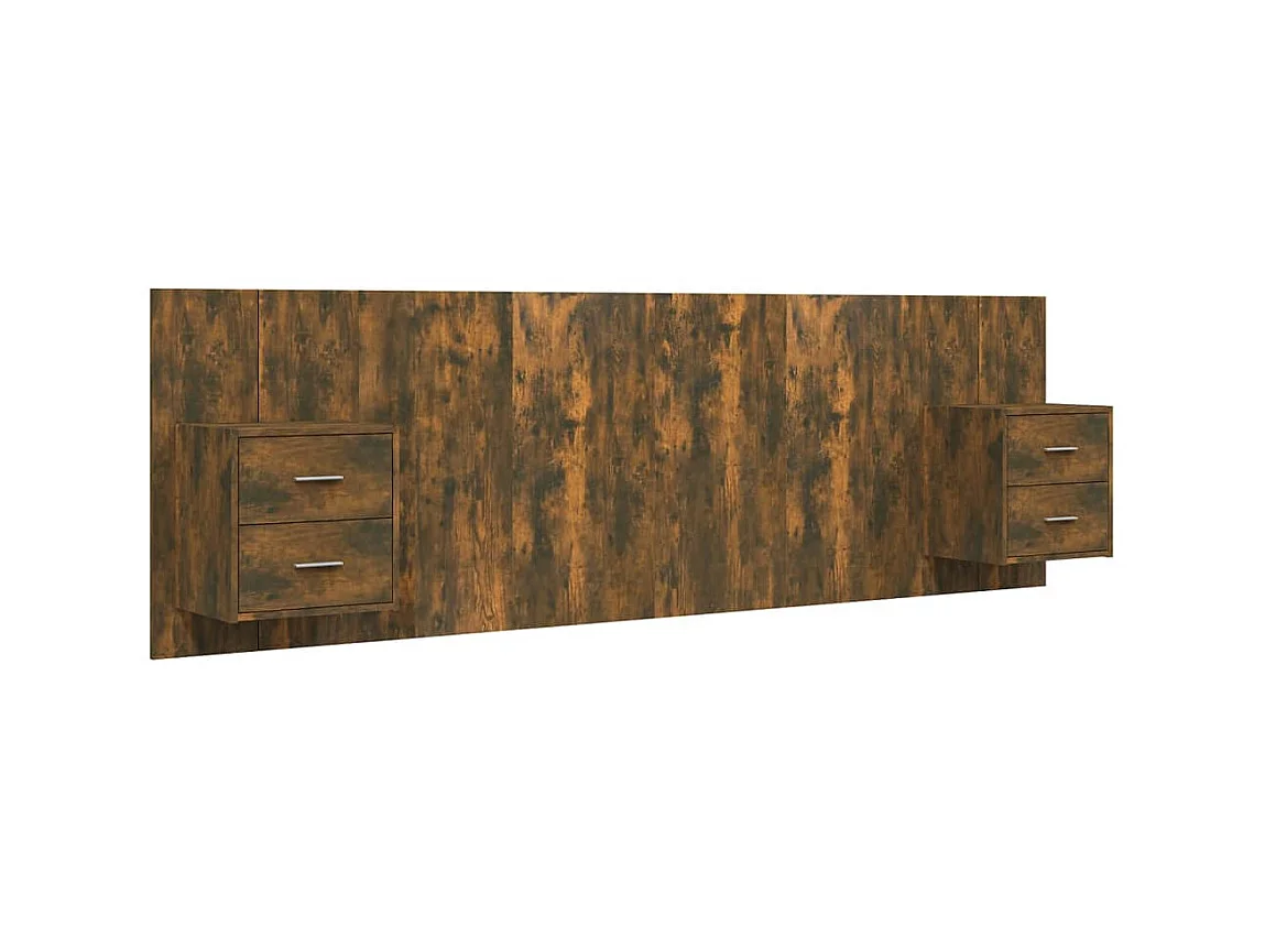 Tête de lit avec armoires Chêne fumé Bois d'ingénierie POI74298 BonneVie Meuble