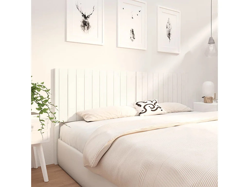 Testiera | Testata del letto per Letto Bianca 205,5x4x100 cm Legno Massello di Pino