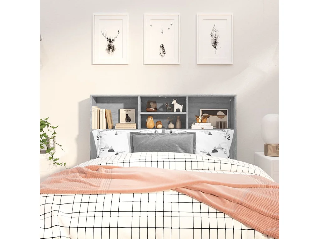 Armoire de tête de lit Sonoma gris 120x19x103,5 cm POI39604 BonneVie Meuble