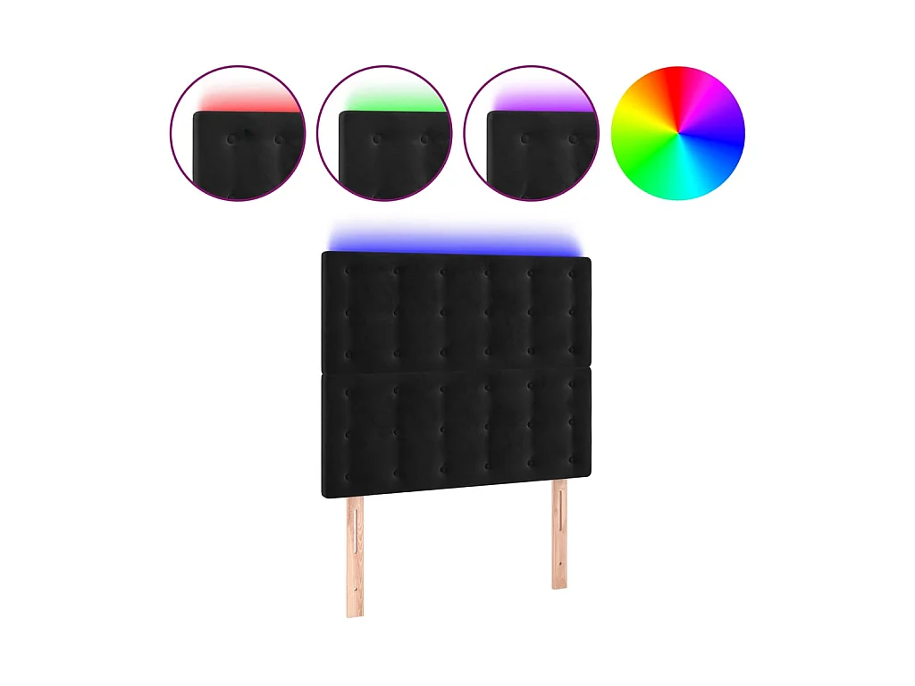 Tête de lit à LED Noir 90x5x118,128 cm Velours LWE75560 BonneVie Meuble