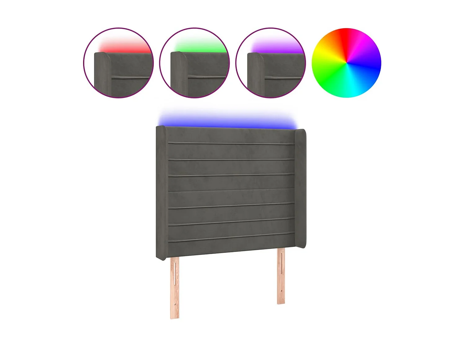 Hoofdbord LED 103x16x118/128 cm fluweel donkergrijs NL103719