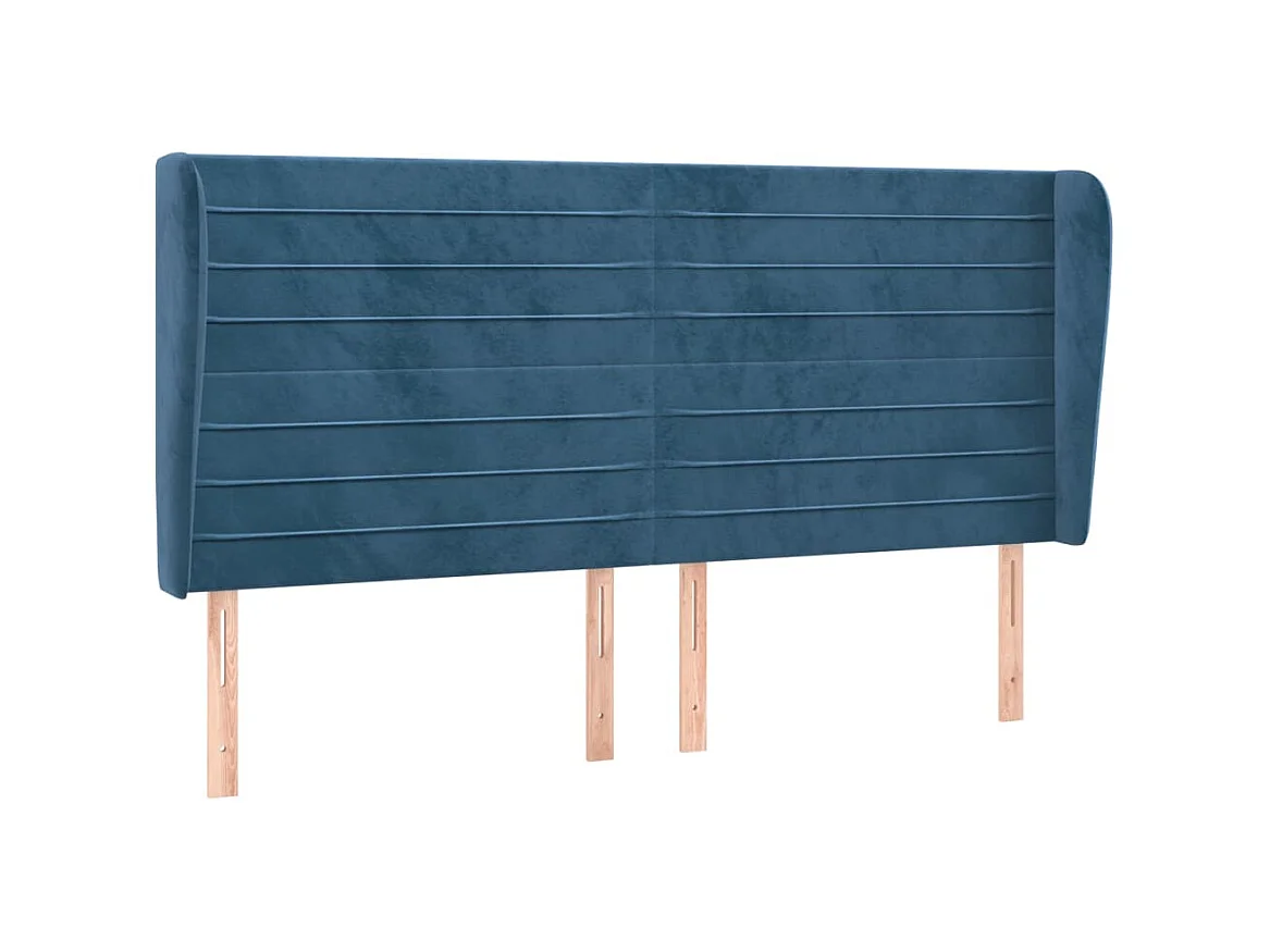 Tête de lit avec oreilles Bleu foncé 203x23x118/128 cm Velours POI32803 BonneVie Meuble