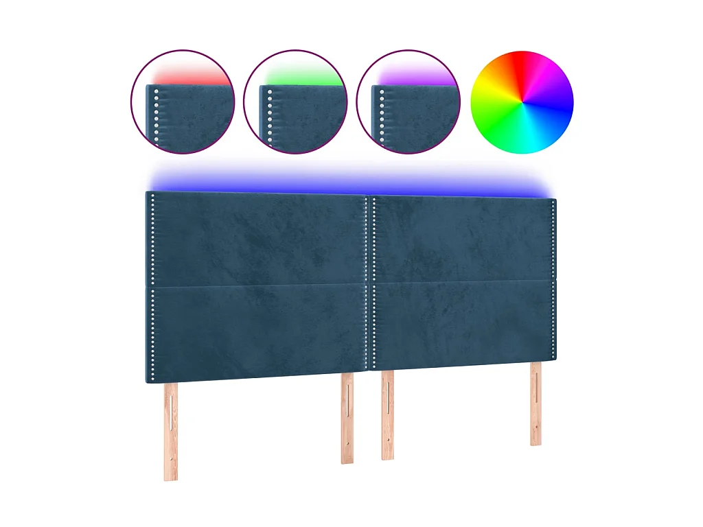 Tête de lit à LED Bleu foncé 180x5x118/128 cm Velours POI90529 BonneVie Meuble