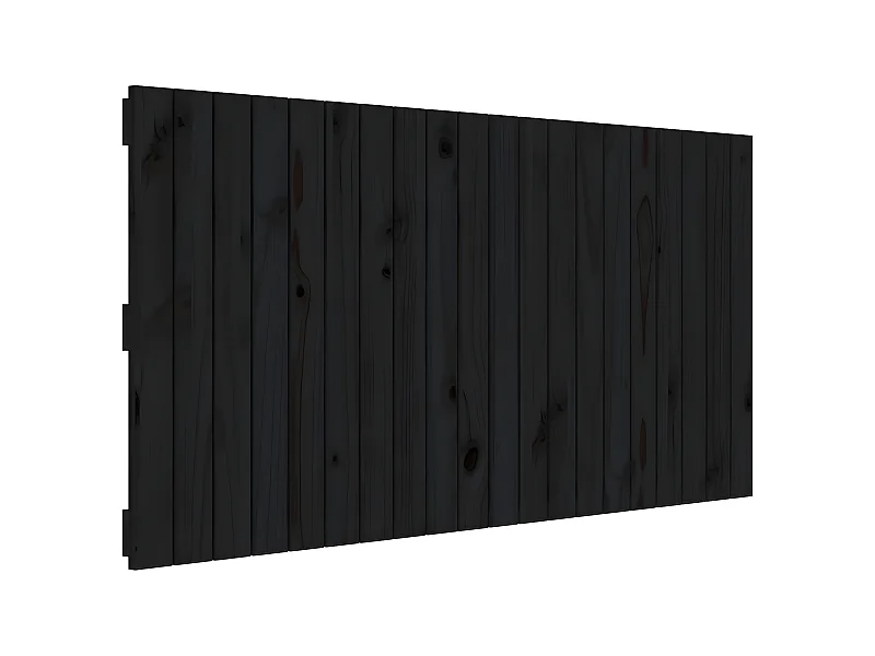 Cabecero de cama pared madera maciza pino negro 127,5x3x60 cm ES13901