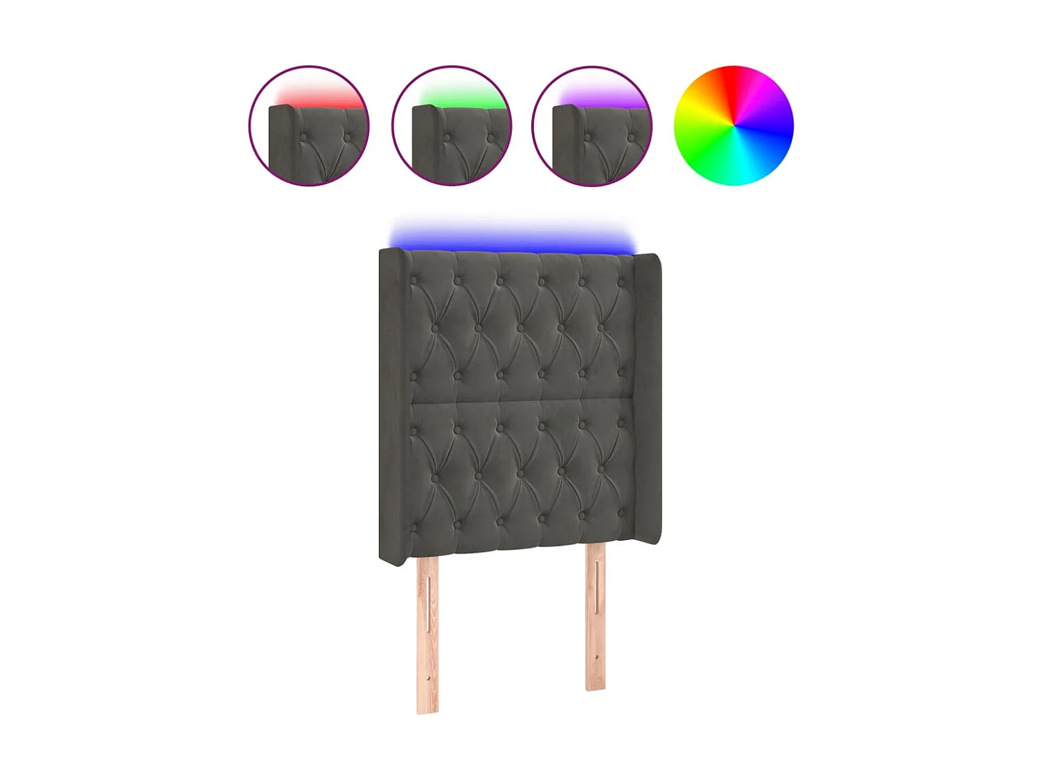 Tête de lit à LED Gris foncé 83x16x118/128 cm Velours POI57724 BonneVie Meuble