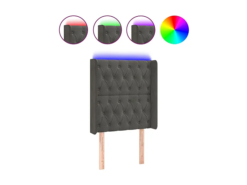 Tête de lit à LED Gris foncé 83x16x118/128 cm Velours POI57724 BonneVie Meuble