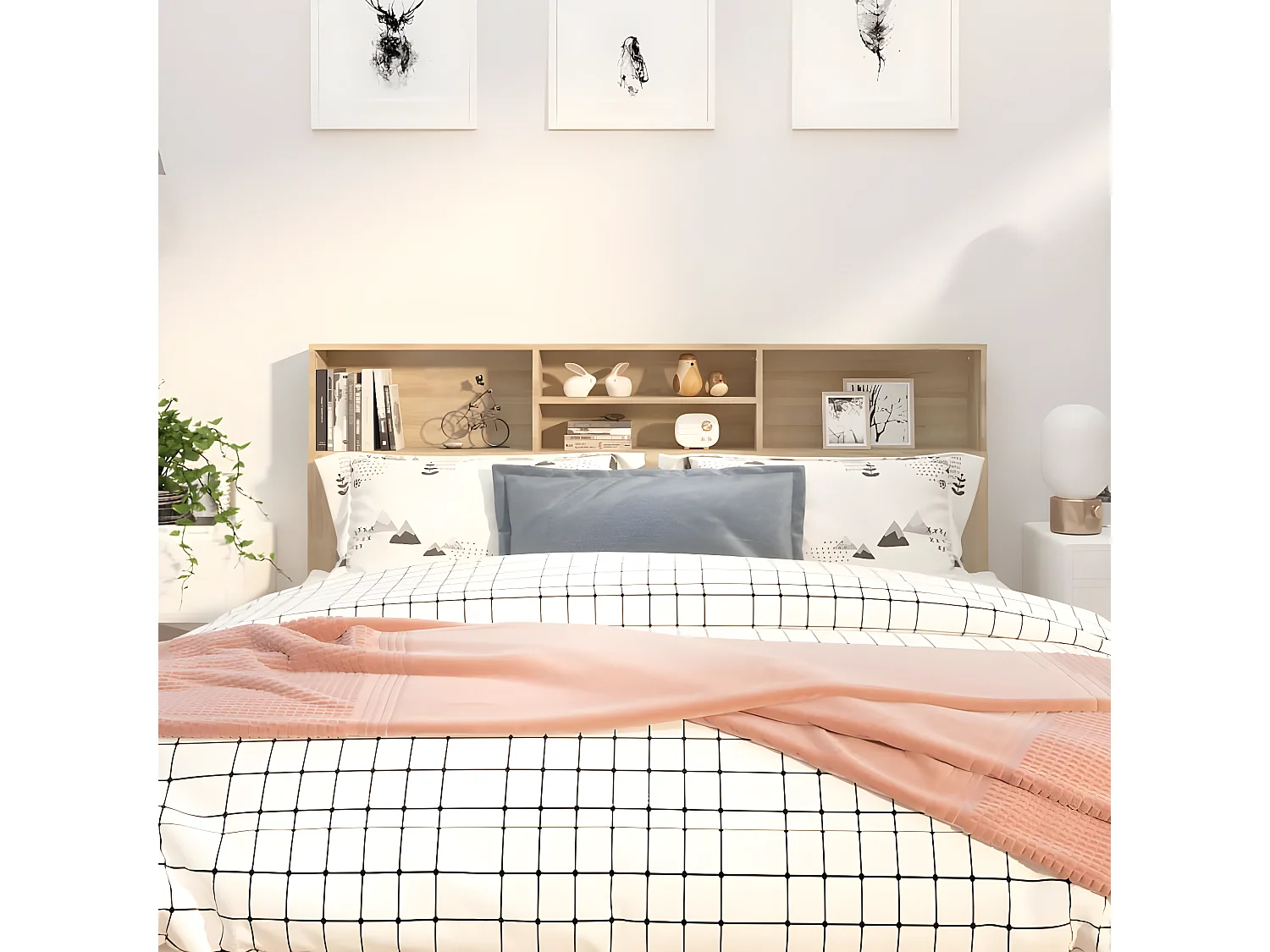 Armoire de tête de lit Chêne sonoma 180x19x103,5 cm POI57202 BonneVie Meuble