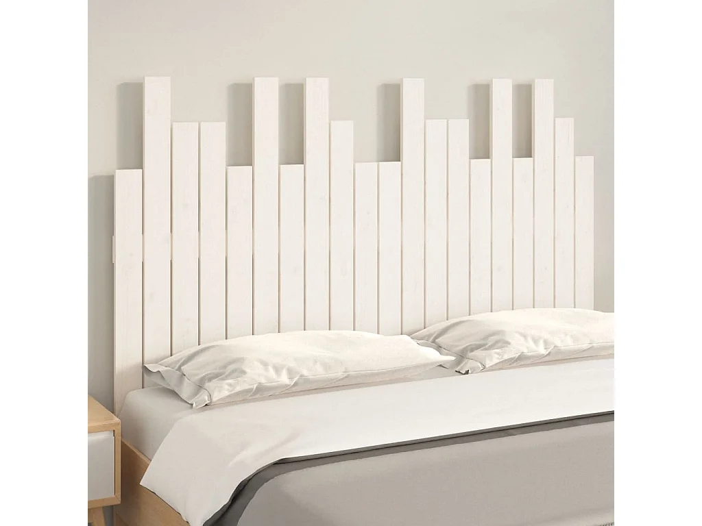 Tête de lit murale Blanc 127,5x3x80 cm Bois massif de pin POI13261 BonneVie Meuble