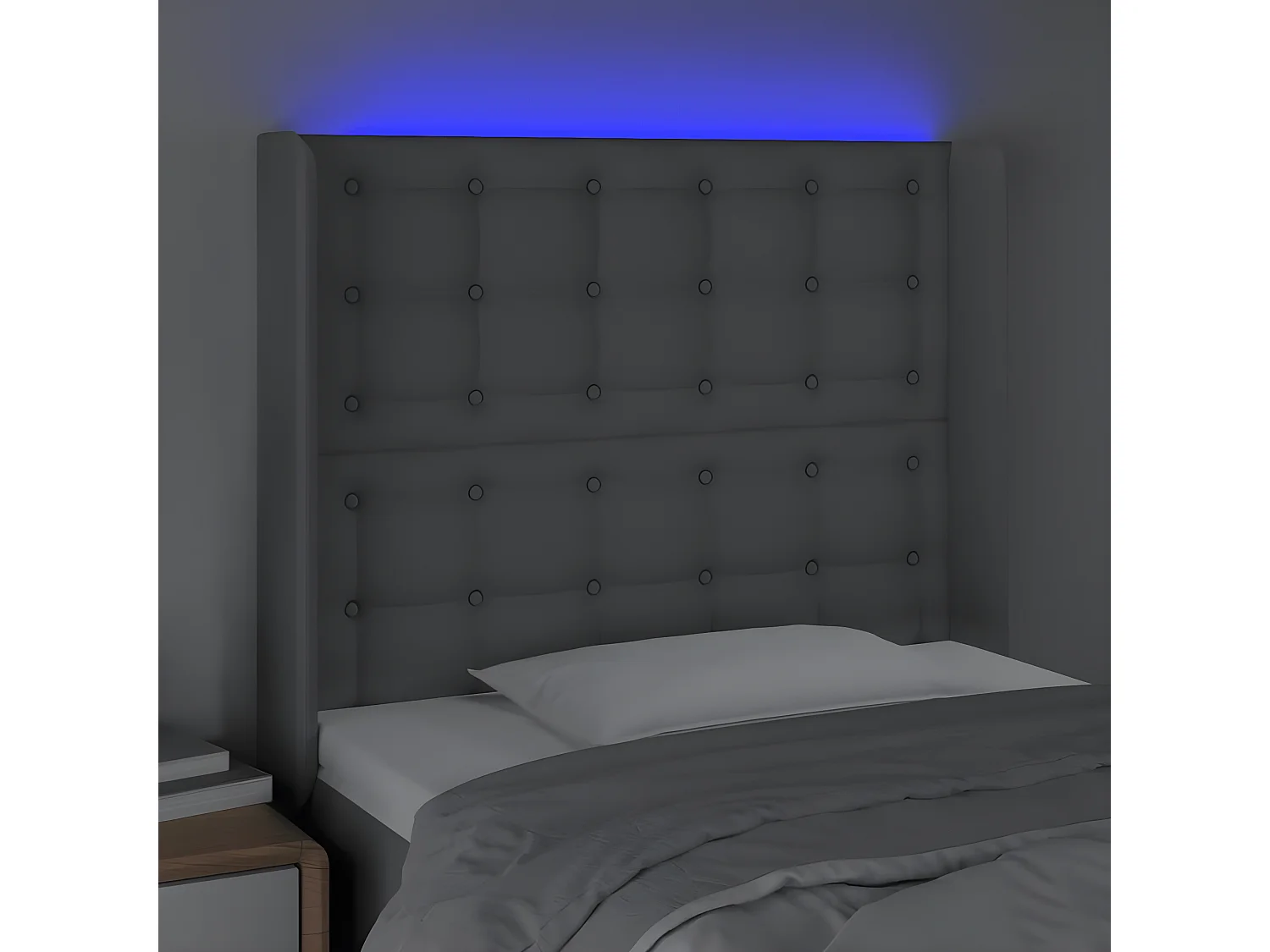 LED Kopfteil,Bettkopfteil Hellgrau 93x16x118/128 cm Stoff -gkd553757