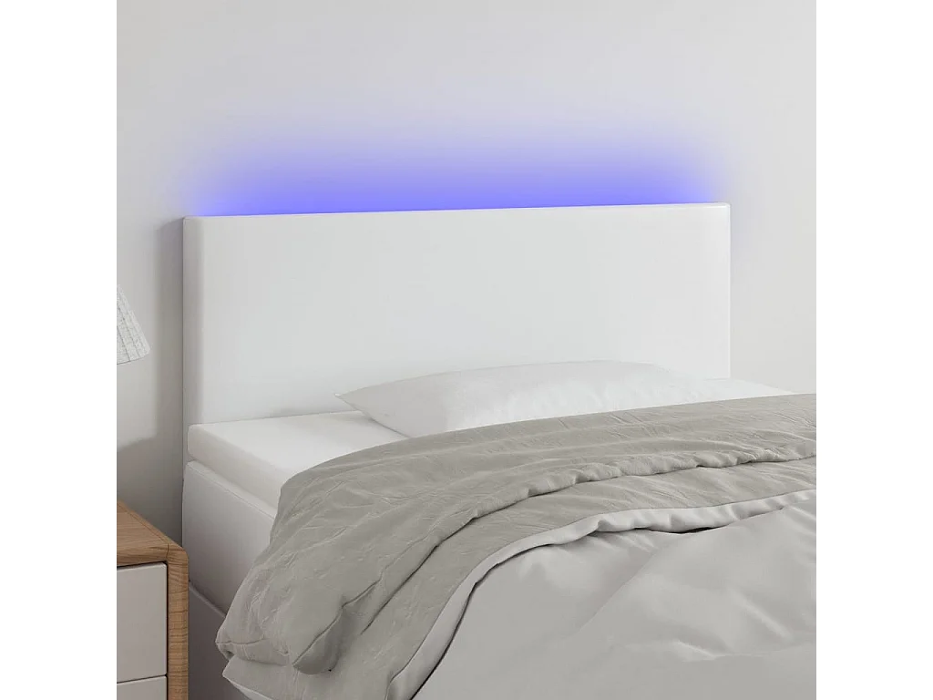 Tête de lit à LED Blanc 80x5x78/88 cm Similicuir POI89446 BonneVie Meuble