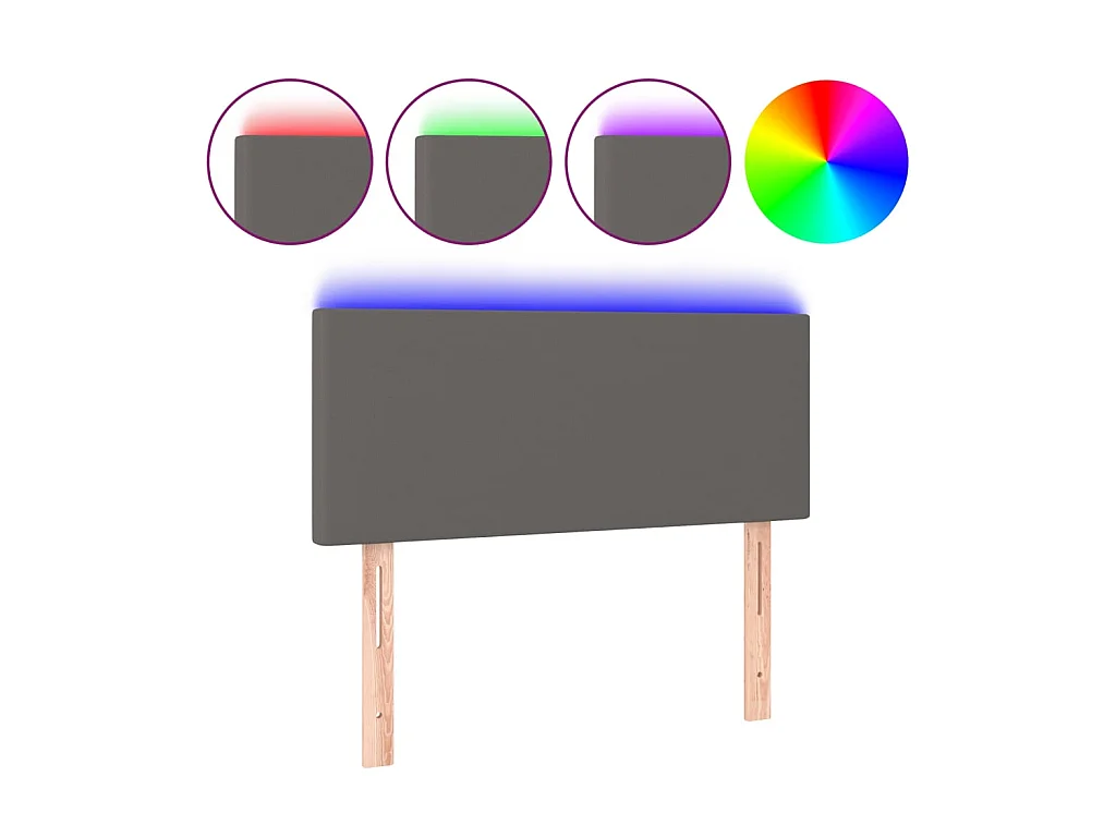Tête de lit à LED Gris 90x5x78/88 cm Similicuir POI87787 BonneVie Meuble